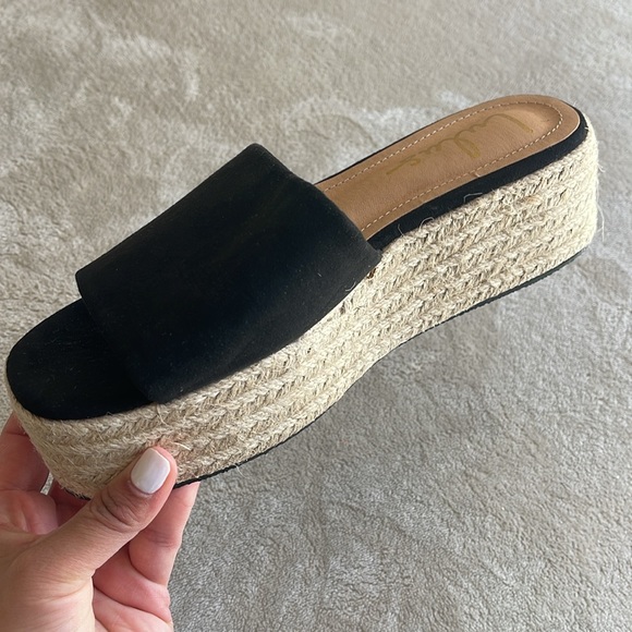 Lulus Black Suede Espadrilles Platform Sandals - Picture 4 of 7